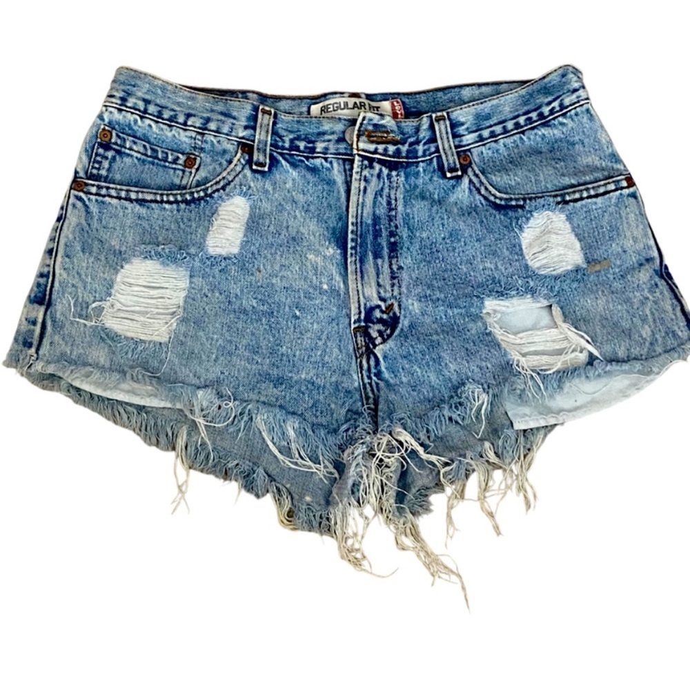 Vintage Acid Wash Cut-off Levi's 505 Sz 30 Denim Distressed Women Shorts